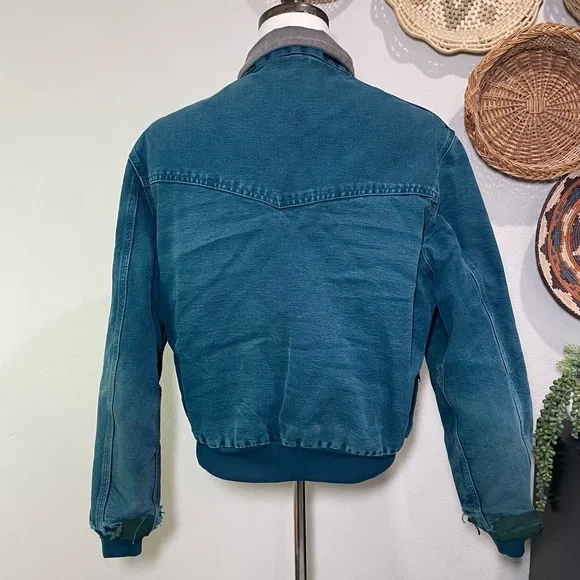 Carhartt J14DTL Dark Teal Quilted Flannel Lined Duck Santa Fe Work Jacket Large - Picture 4 of 15